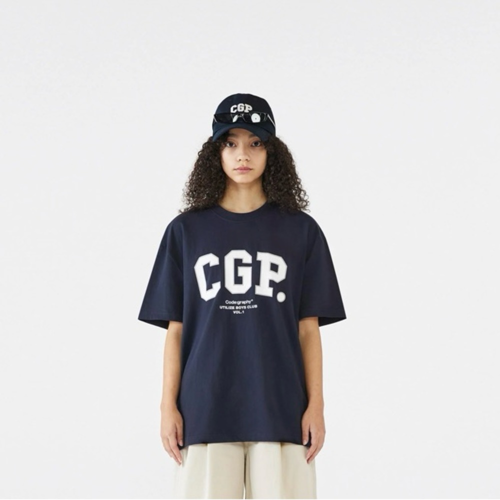 CGP (Korean brand - Musinsa) Codegraphy Arch Logo Navy Blue T Shirt Unisex M